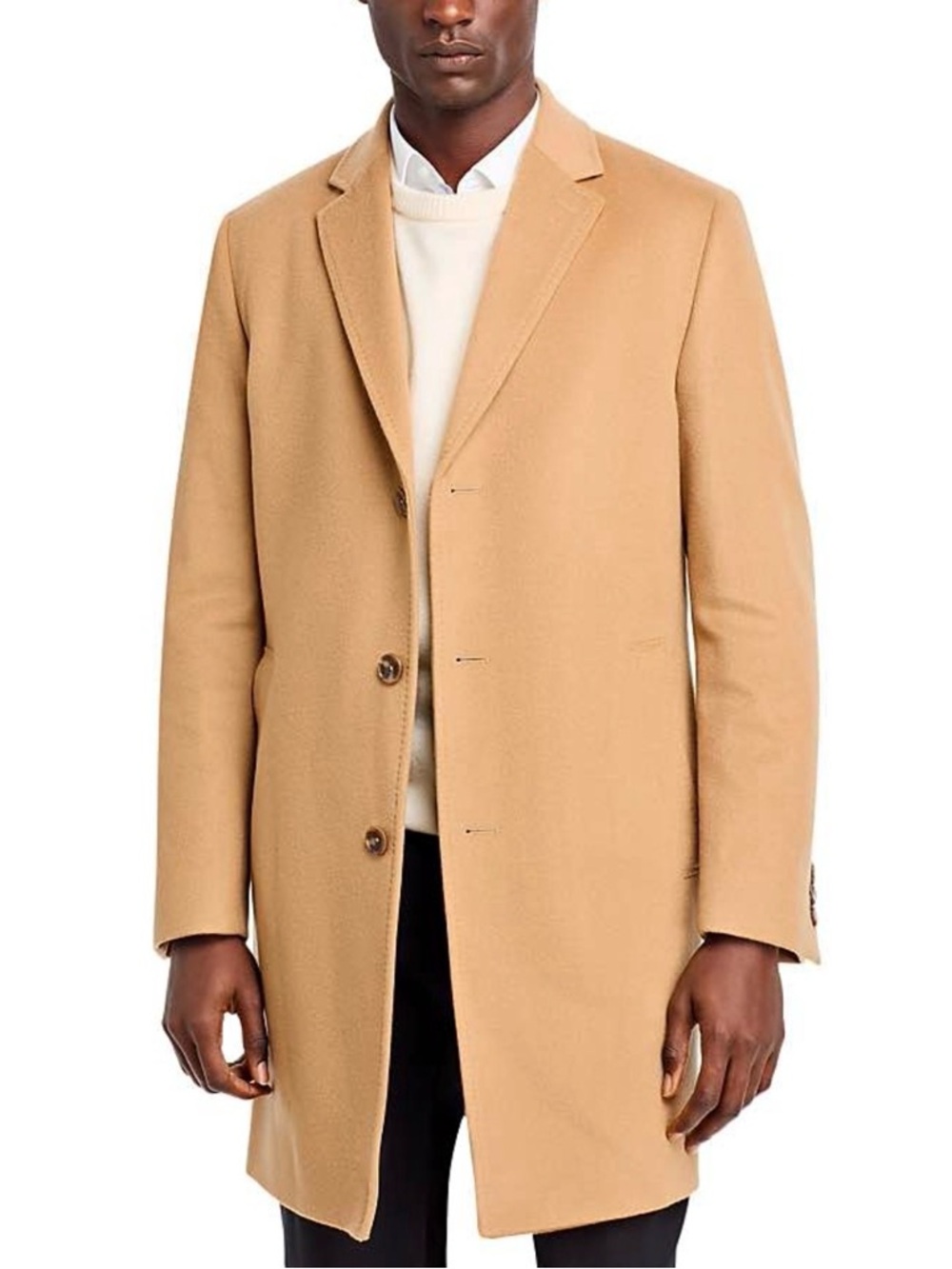BOSS Men's Beige Wool Cashmere Long Overcoat 42R. With Tags $799 New.